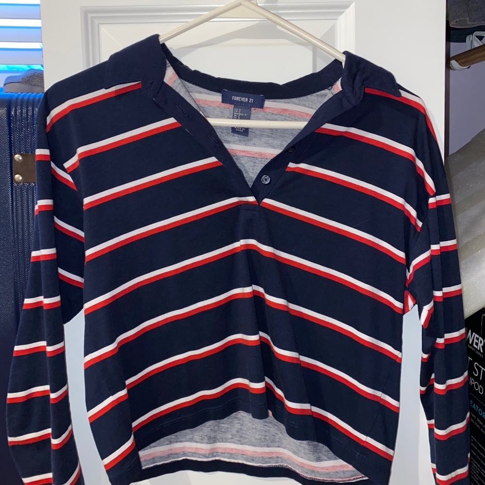 Striped crop shirt- Small